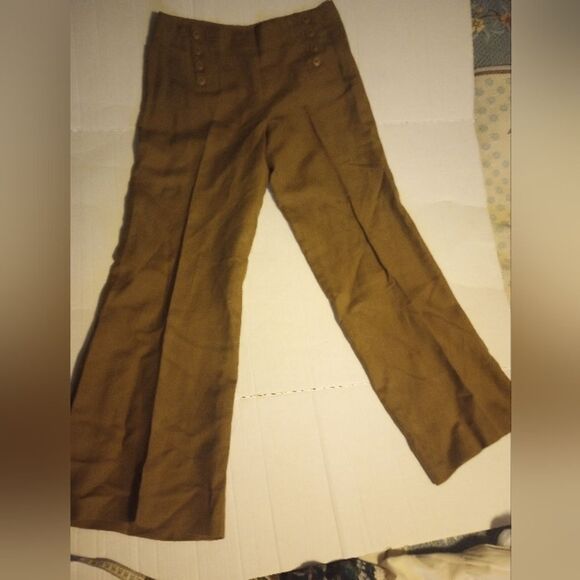 Larry Levine wide leg lenin trousers with button closure - Picture 2 of 9